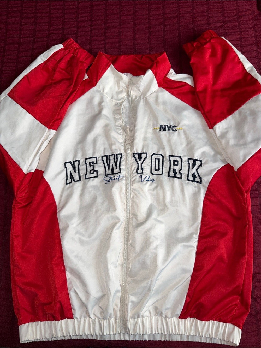 NEW YORK NYC Red & White Lightweight Jacket
